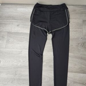 EVS Compression Black M‎ Leggings w Shorts Attached 4 Way Stretch Flat-Seam